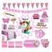 139Pcs Unicorn Birthday Party Bundle Pack Decorations