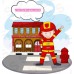Free Text - Edible cake icing image - Fireman/Fire Truck